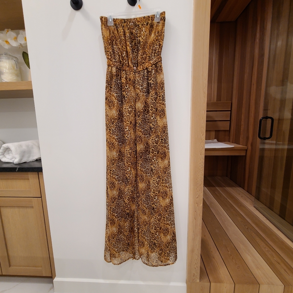 Leopard strapless dress